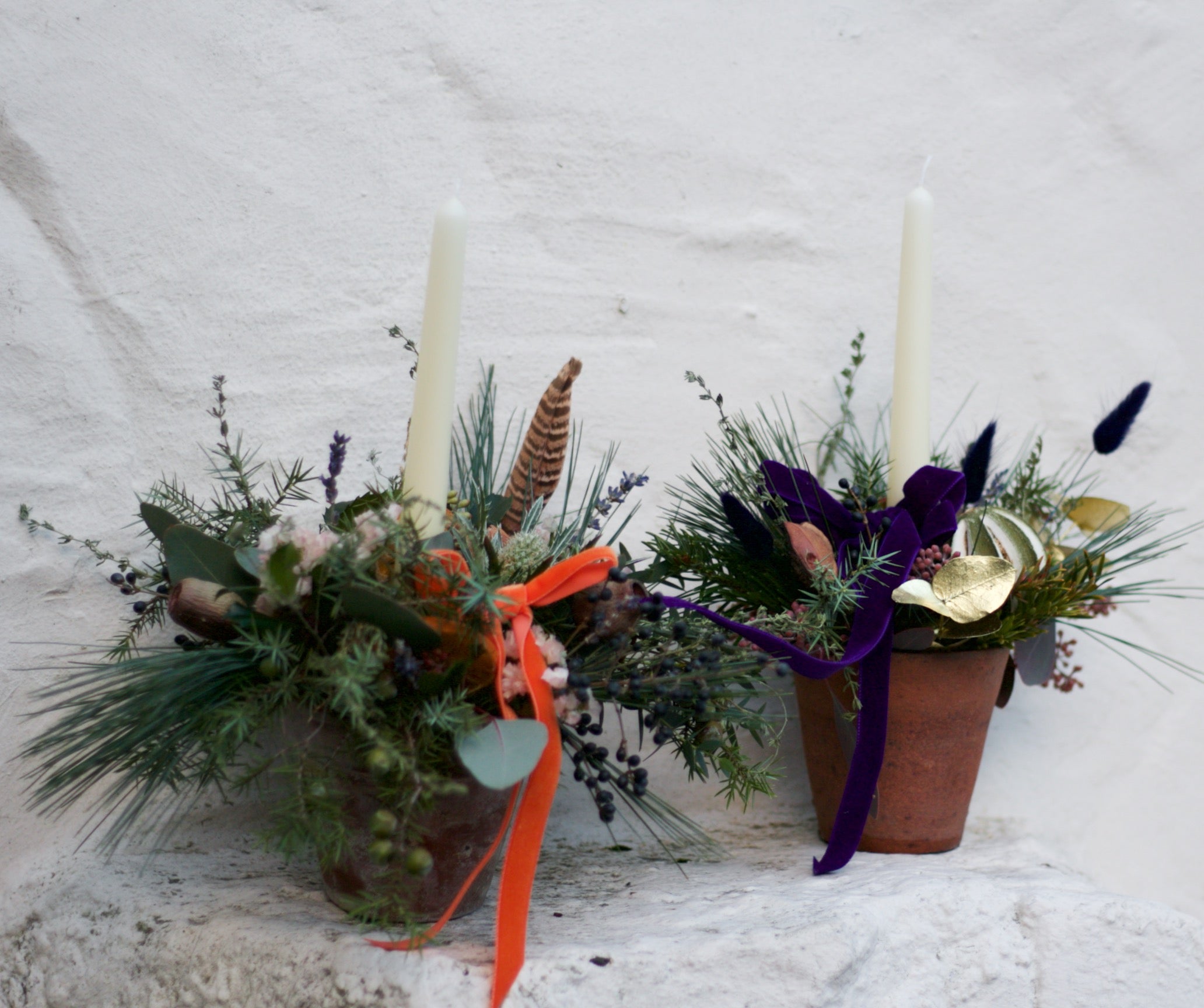 Ceramic pot with candle