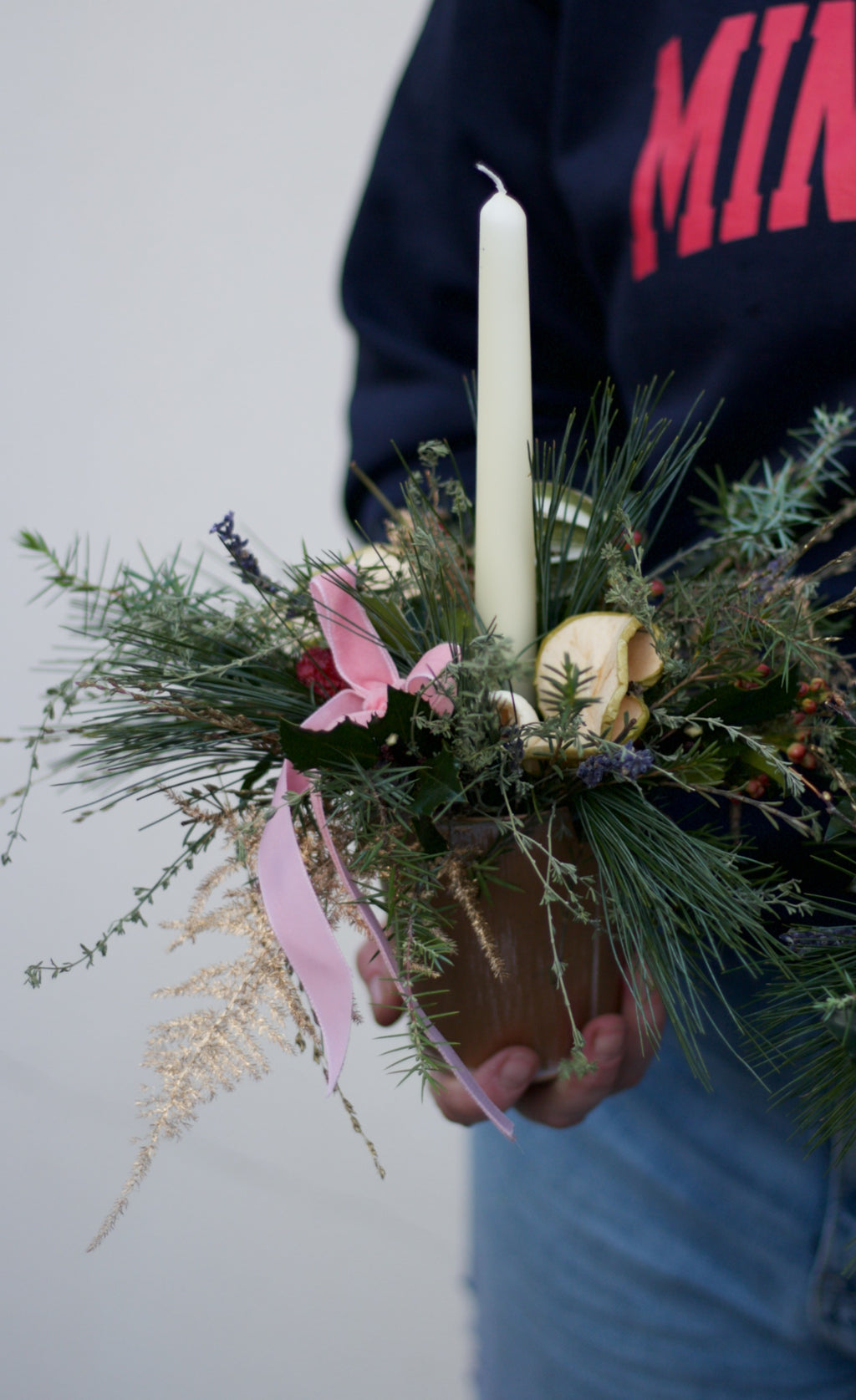 Ceramic pot with candle