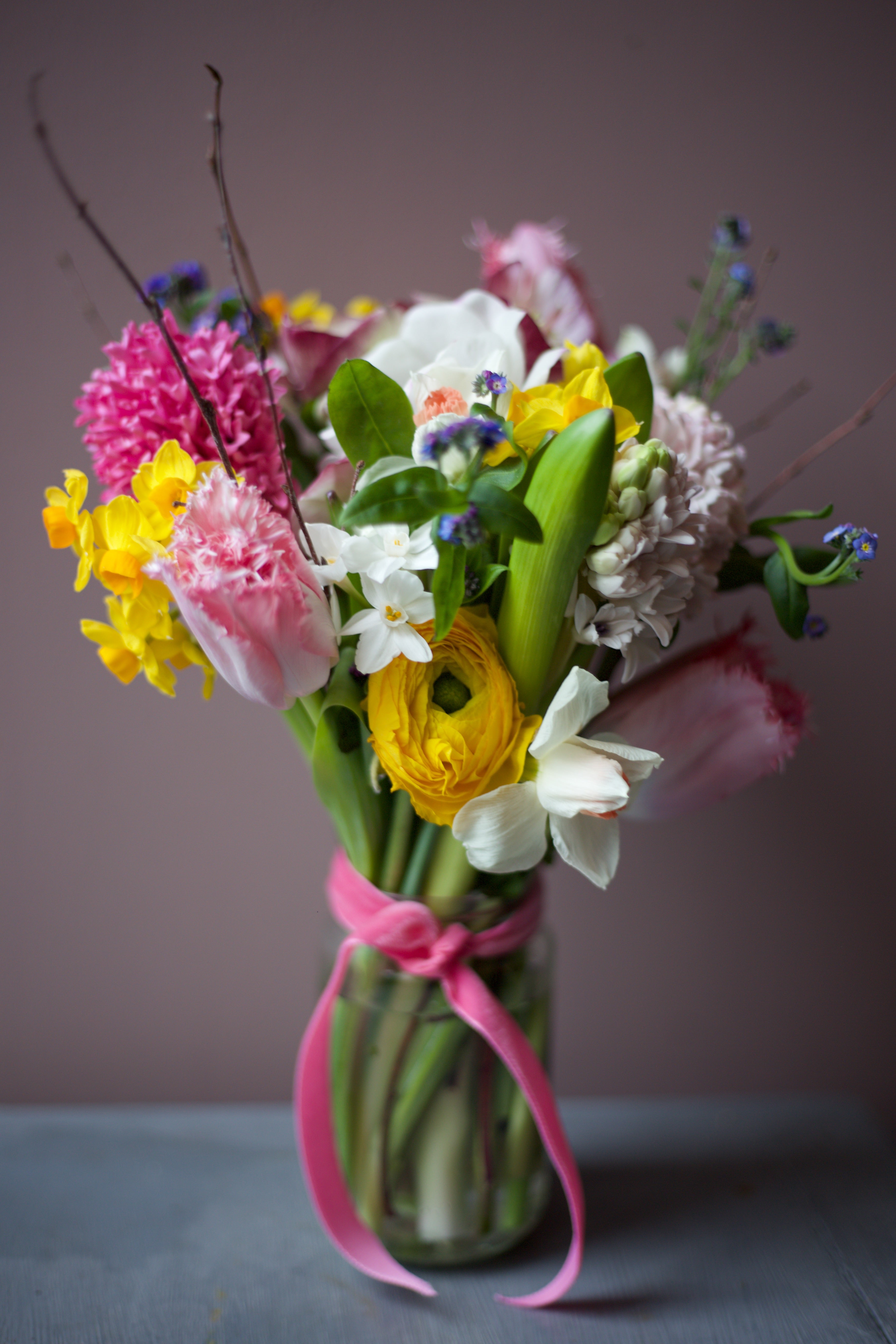 Spring posy in a jar